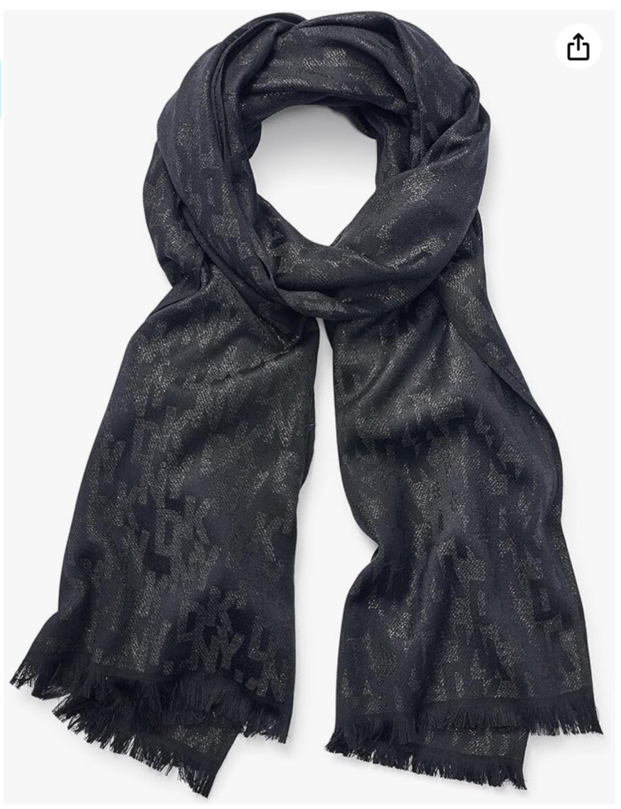 小物 DKNY wool leather muffler DKNY WRAP BNWT BLACK Shawl Scarf Sparkle Logo RRP $58 | eBay UK
