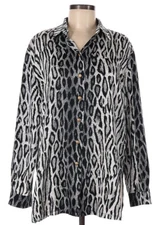 Vintage Horst Basler/Basler Black Ivory Animal Print Silk Blouse Size 40 (US10)