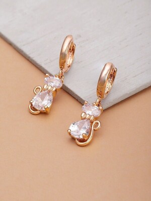 1.23Ct Pear Lab Created Diamond Drop Dangle Earring 14K Rose Gold Plated Silver