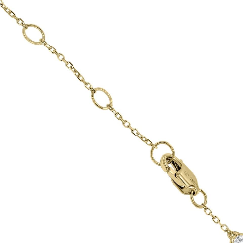 Conjunto de bisel TW de 1/2 quilate brazalete estación de diamantes genuinos en oro amarillo de 14 k Foto 4 de 4