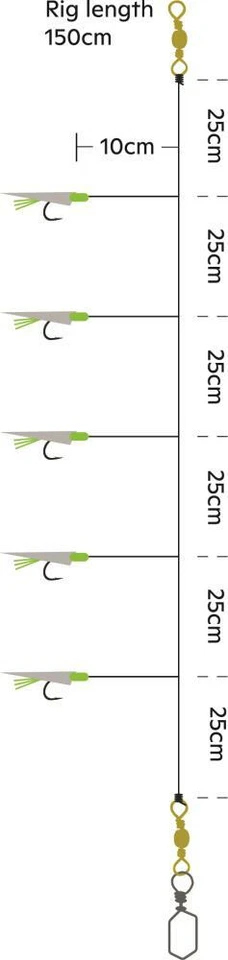 Kinetic Sabiki SilverStrike Fishskin Heringsvorfach Hering Gr. 14, 12 oder 10 - Bild 4 von 4