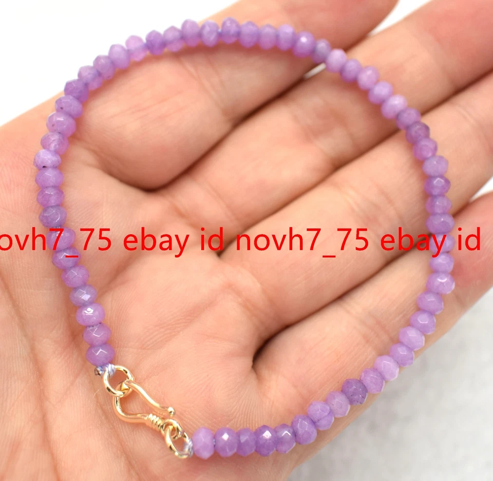 Natürlich Facettiert 2x4mm Edelstein Rondell Perlen Armband 19cm - Bild 4 von 4