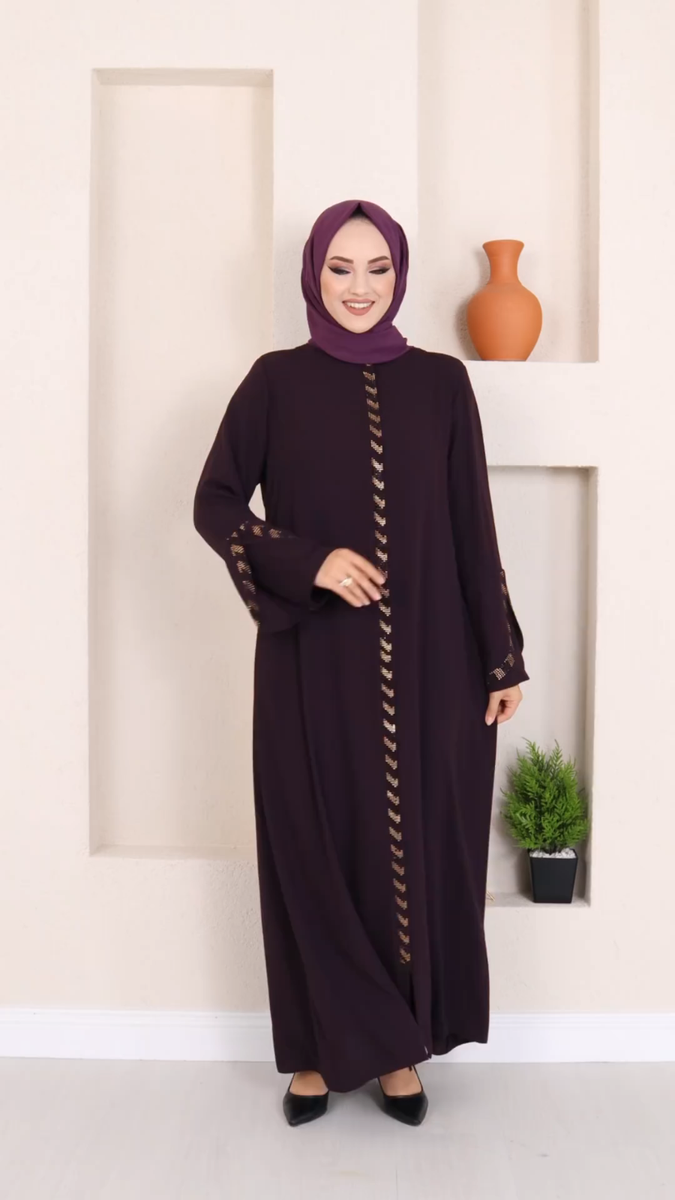 Abaya voor dames, lange mouwen, open steengroeve, vloerlengte, ritssluiting, vloerlengte, Turkse islamitische mode