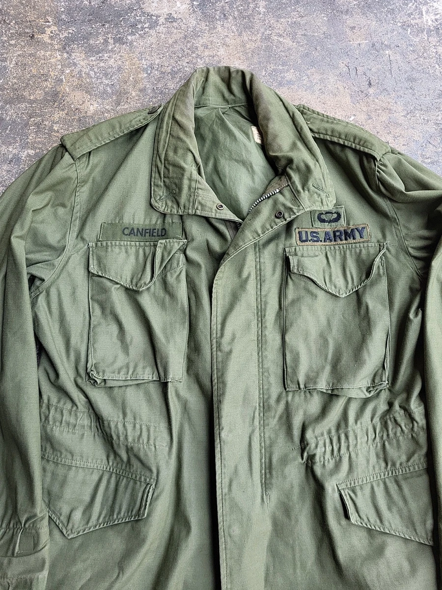 Vtg 60s M-65 Field Jacket Vietnam Named Army Jump Wings Military