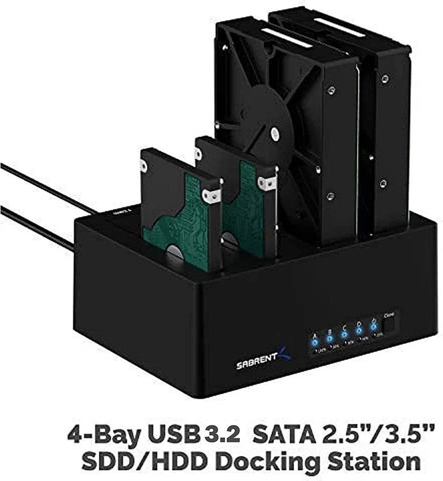 Sabrent 4-Bay USB 3.0 SATA 2.5"/3.5" SSD/HDD Docking Station (DS-U3B4) - Image 2 of 4