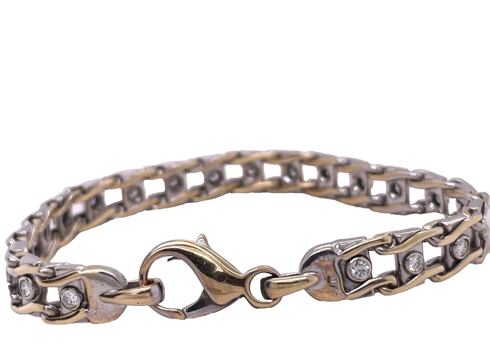 Brazalete de diamantes de oro bicolor de 14K ALADI Foto 3 de 4