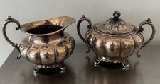 Vntg Oneida Community MELON-Plain SUGAR & CREAMER Silver Plate FREE SHIPPING