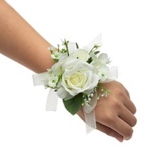 4 Pieces/lot Artificial Rose Flowers Wedding Bride Wrist Corsage Hand Flower ...