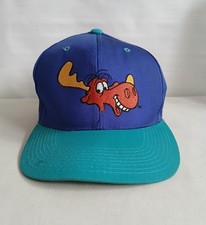Vtg 1993 Bullwinkle "Blockhead" Snapback Hat Cap American Needle MCA/Universal