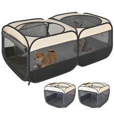 2-in-1 Pop Up Cat Playpen, Detachable into 2 Separate Pens with Additional Do...