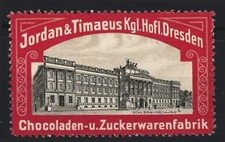 Marca publicitaria Dresden, chocolate Jordan & Timeo Kgl. Corte, Castillo de Brunswick