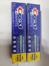 2 Pack - Crest 3D White Stain Eraser Mint Splash Fluoride Toothpaste 2.3oz