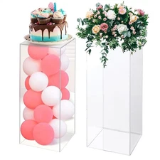 2pcs Large Premium Clear Rectangle Acrylic Deacor Display Pedestal Riser Stands