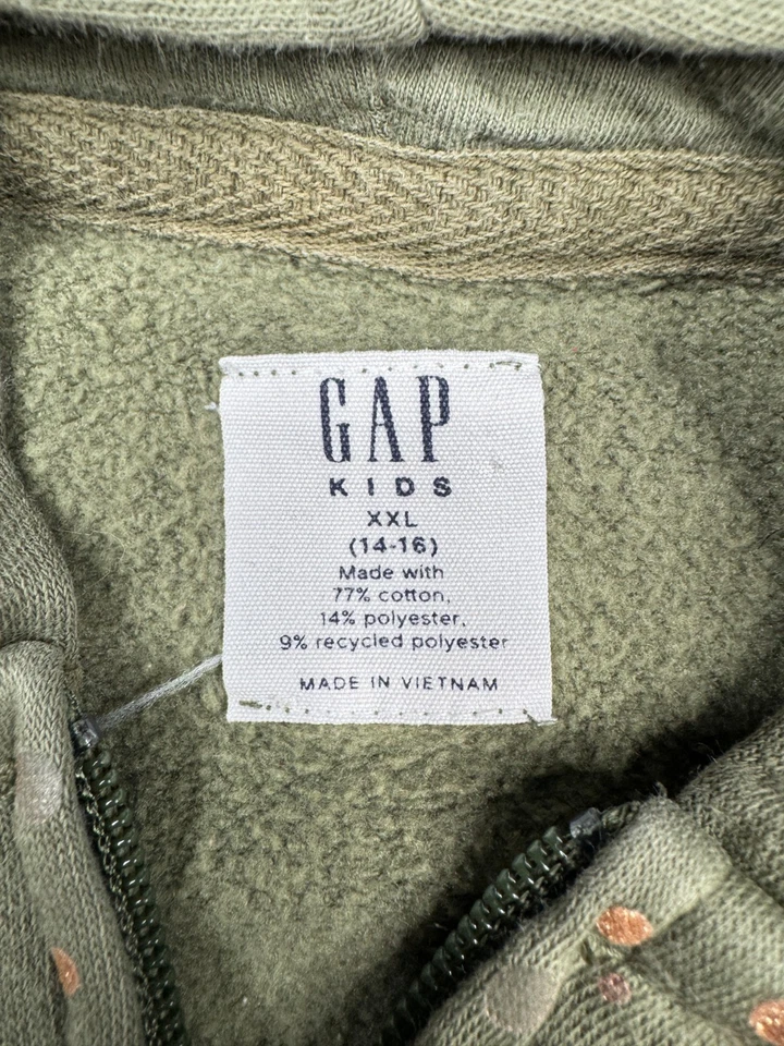 GAP Niños XXL Verde Oliva Cremallera Sudadera con Capucha Estrellas Brillo Logo 14-16 Niñas Sudadera Foto 3 de 4