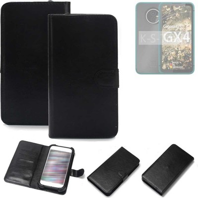 Handy Hülle Wallet Case für Gigaset GX4 Handy Schutzhülle schwarz