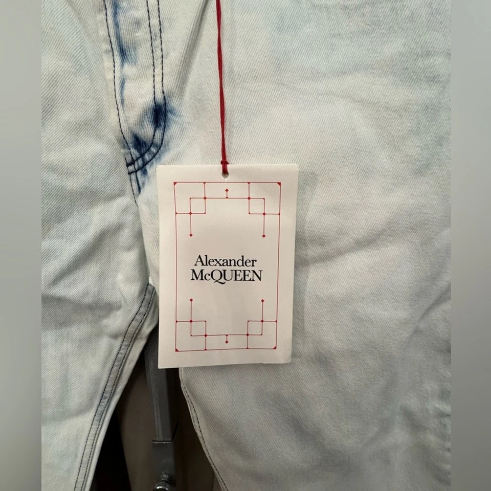Alexander McQueen acid washed men’s jeans. The back patch has damage as pictured - Image 3 of 4