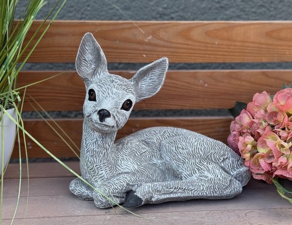 Frostfeste Steinfigur Reh Naturgetreu 24 Cm Gartenfigur Steinguss Lebensecht-image