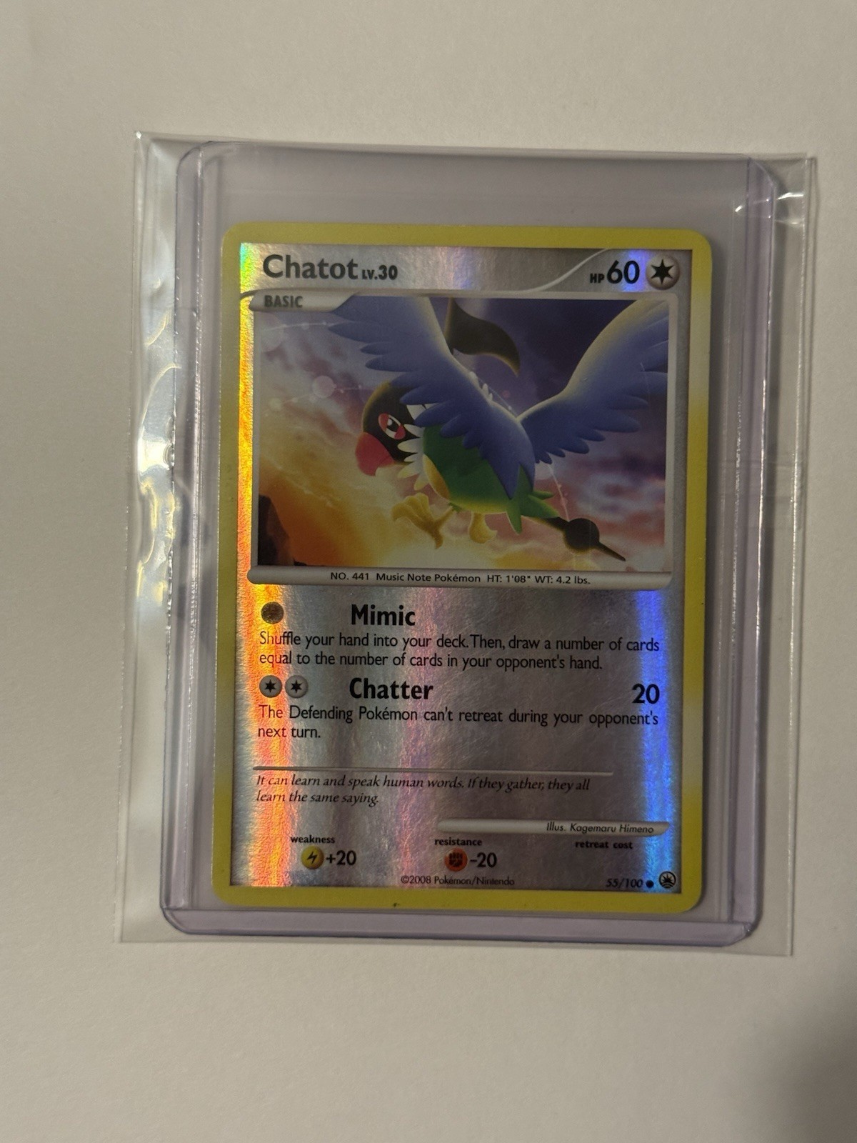 Pokémon TCG - Chatot Majestic Dawn 55/100 Reverse Holo - Lightly Played!