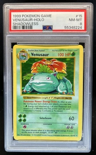 1999 Pokemon Shadowless Venusaur Holo #15/102 PSA 8