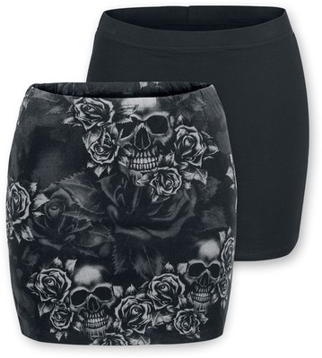 Black Premium by EMP Damen schwarzer und grauer Rock im Doppelpack
