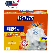Hefty Ultra Strong 13 Gallon Kitchen Trash Bags 80 Count Citrus Twist Scent