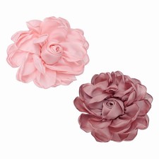 Large Fabric Flower Brooches Pins, 2Pcs Rose Flower Brooch, Pink/Dark Pink