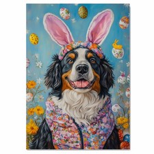 Holiday Cheer: Bernese Mountain Dog on Flat Rolled, Framed or Wrapped Canvas