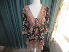 Womens ANGIE Flowy Boho Floral High low Witchy Cottagecore Smocked Midi Dress L