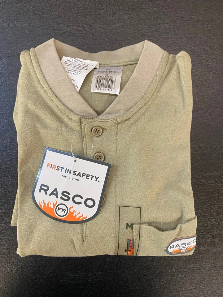 NUEVO-Rasco FR Impermeable Manga Larga Henley Caqui Talla Mediana Foto 3 de 4