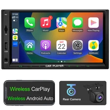7" Double Din Car Stereo with Apple Carplay & Android Auto Play MP5 Radio+Camera