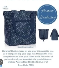 BRAND NEW Thirty-One Take Two Tote ~ Navy Dancing Dot Color ~ In orignal pkg