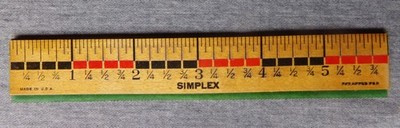Vintage SIMPLEX 6'' Ruler With Green Plastic Edge