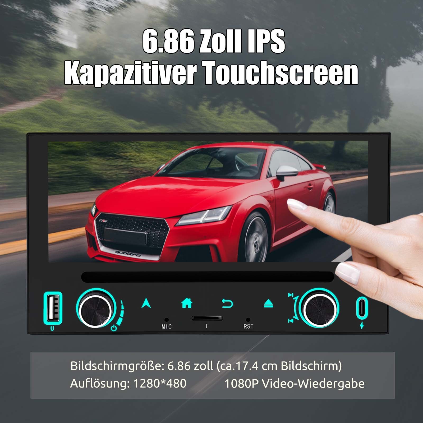 Autoradio Android 2Din 6.86 pollici schermo Apple CarPlay Bluetooth + fotocamera foto 4