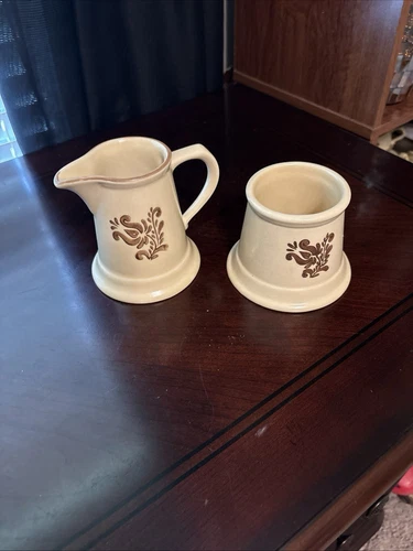 Vintage Pfaltzgraff Village Pattern Cream Pitcher and Sugar Bowl 6-22 (no Lid)