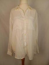 Patagonia Women's White Organic Cotton Hemp Long Sleeve Blouse Top Size L SR307