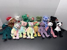 TY Beanie Babies Bear Lot 15 Valentino Peace Garcia Erin Spangle 