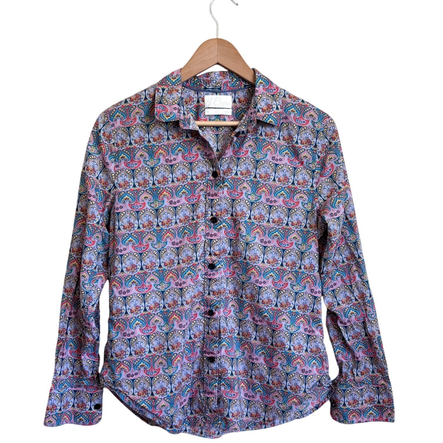 J Crew Womens Liberty Of London Floral Print Button Up Shirt Size 6 Slim Fit