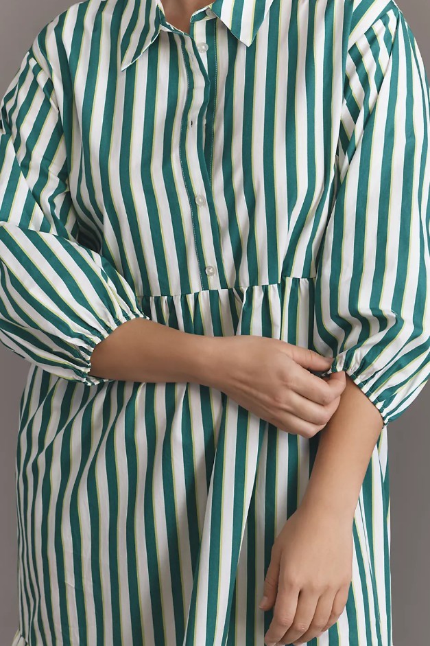 Bettina Tiered Shirt Dress Green Stripe Maeve Anthropologie Buttondown Sz L NEW | eBay Bettina Tiered Shirt Dress Green Stripe Maeve Anthropologie Buttondown Sz L NEW | eBay