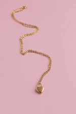 Cadena De Acero Inoxidable Chapada En Oro Dije De Corazón Candado Amuleto 