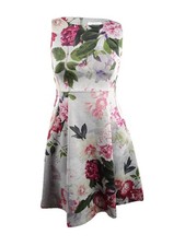 Calvin Klein Women's Floral-Print A-Line Dress (2, Tin)