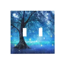 Light Switch Cover Fantasy Fairy Tree In Mystic Forest 2 Gang Wall Plate Doub...