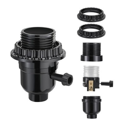 Listed E26 Light Socket, Lamp Socket Replacement with ON/Off Switch Black