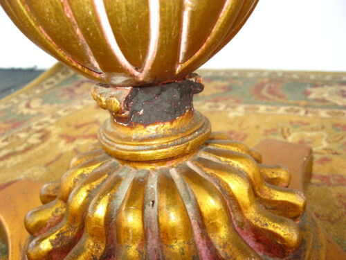 Pair Vintage Hollywood Regency Gold Gilt Round End Tables Carved Night Stands - Picture 10 of 10