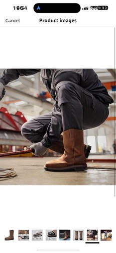 NORTIV 8 Steel Toe Boots for Men Waterproof Pull-on Wellington Work Boots - 第 4/8 張圖片