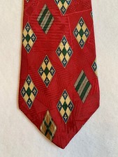 Claiborne Red Italian Silk Tie Made In USA Green Gray Beige 58” x 4” New