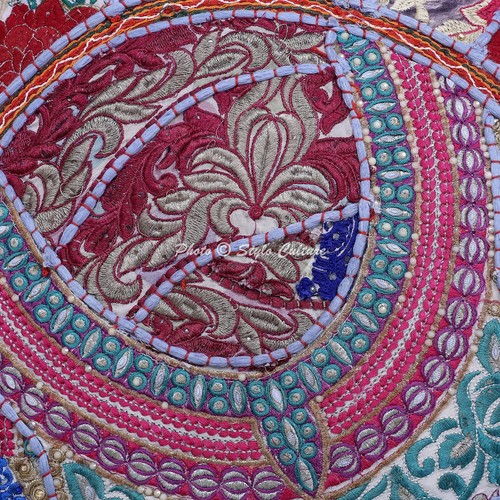 Gray Floor Cushion Vintage Patchwork Floor Pillow Cushion Gypsy Home Decor 22 in - Picture 5 of 7