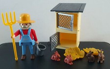 PLAYMOBIL - ANIMAUX FERME  CLAPIERS LAPINS + FERMIER + ACCESSOIRES