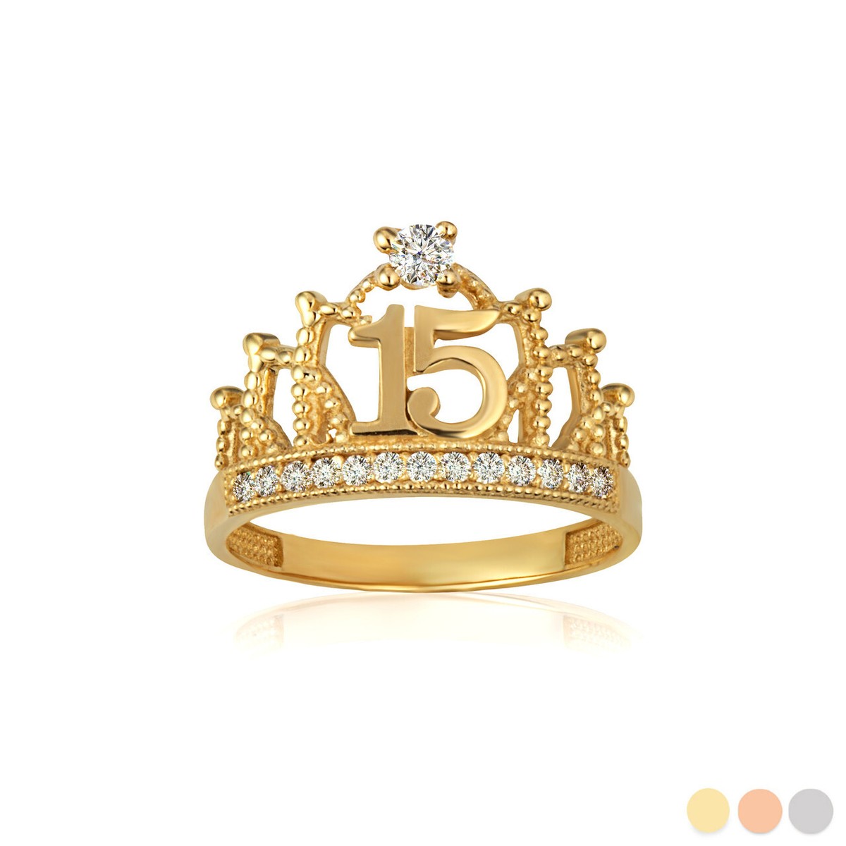 金色のコルダ 15th Anniversary FINAL Gold 15 Años CZ Quinceañera Anillo De Corona Crown Ring | eBay