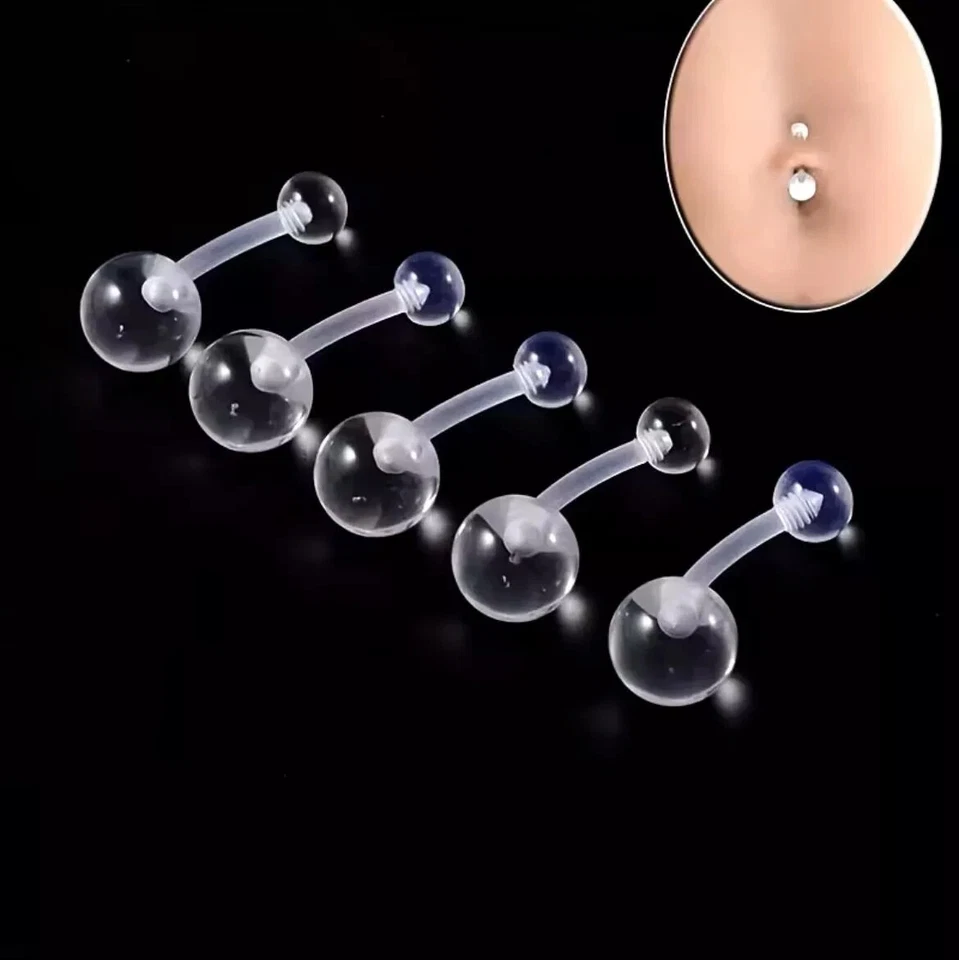 9 Ptz PIERCING ACCIAIO INOX BARBELL BARBETTA BILANCINO ORECCHIO LINGUA UNISEX - Immagine 3 di 4