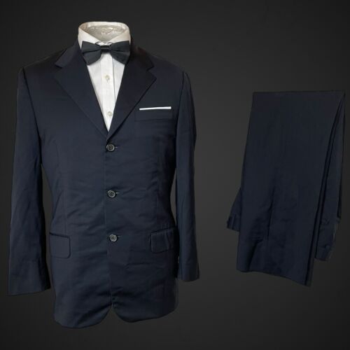 Prada Men’s Suit 36S 28” Midnight Dark Blue Pure Wool 2PC Made In Italy 3 Button